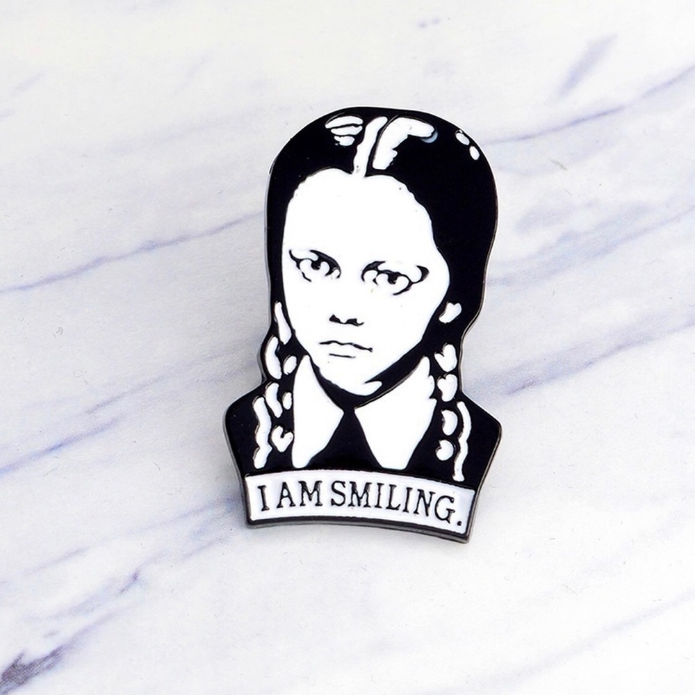 Wednesday Adam’s I’m Smiling enamel fashion pin